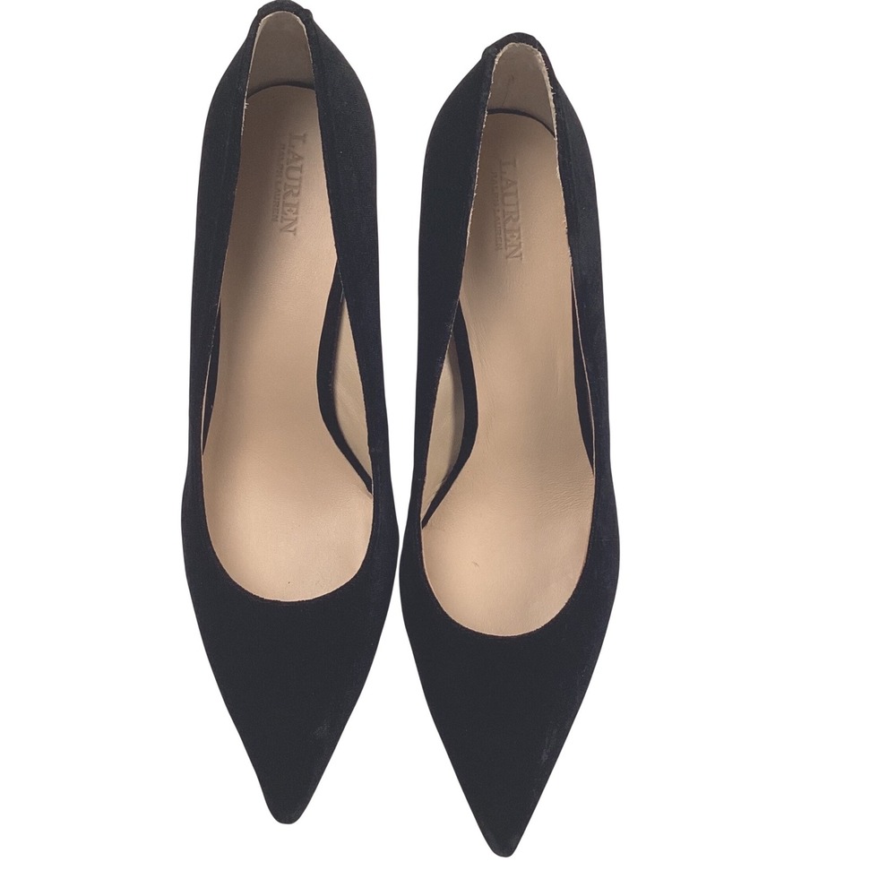 Lauren Ralph Lauren Black Velvet Pointed Toe Pumps RLL Logo Heels Womens 11B - Picture 11 of 16
